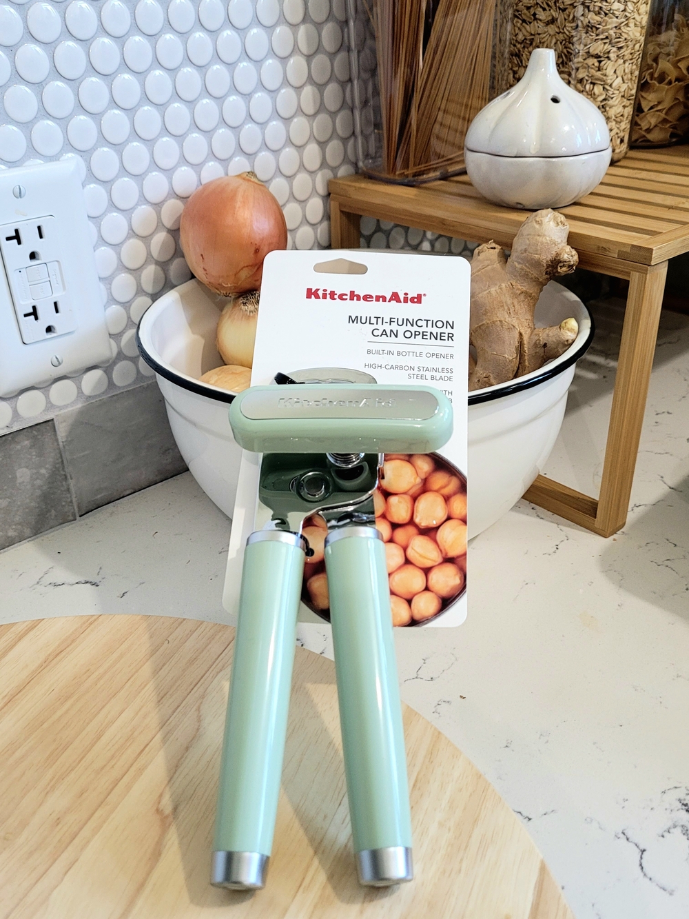KitchenAid Pistachio Green Multi-Function Can Opener with Stainless Accents